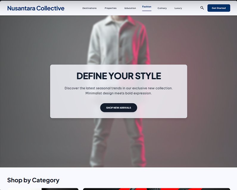 Tampilan website toko online FashionHub Store buatan WebGajah