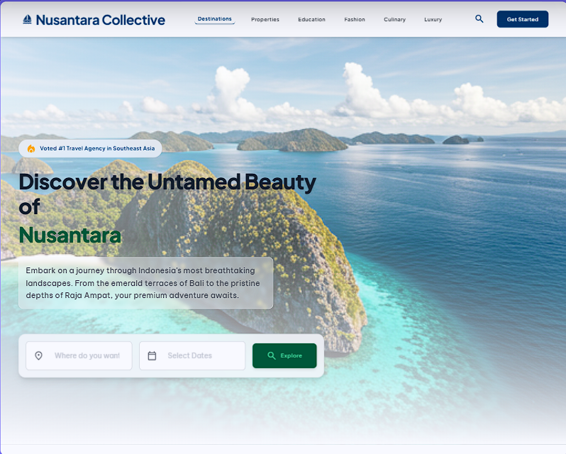 Tampilan website sistem booking Wisata Nusantara Tours buatan WebGajah